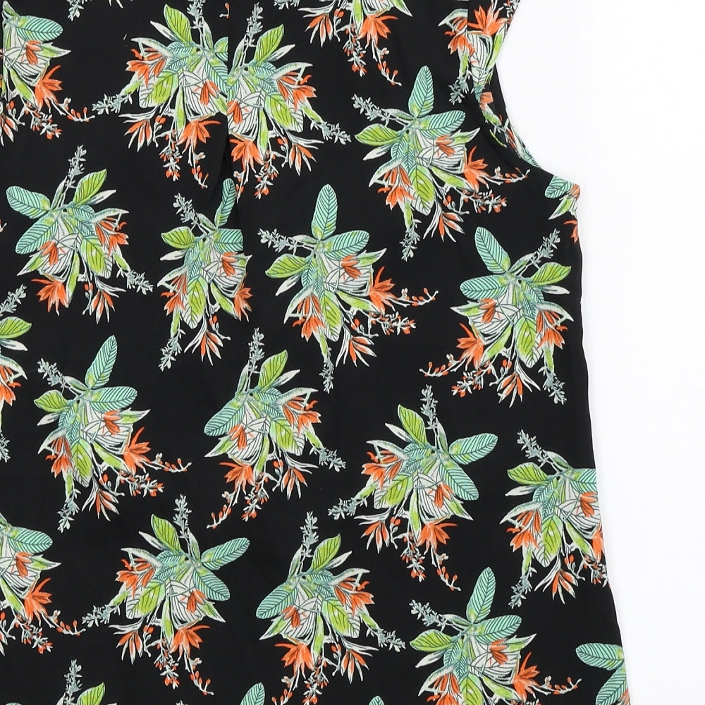 Peacocks Womens Black Floral Basic Blouse Size 10
