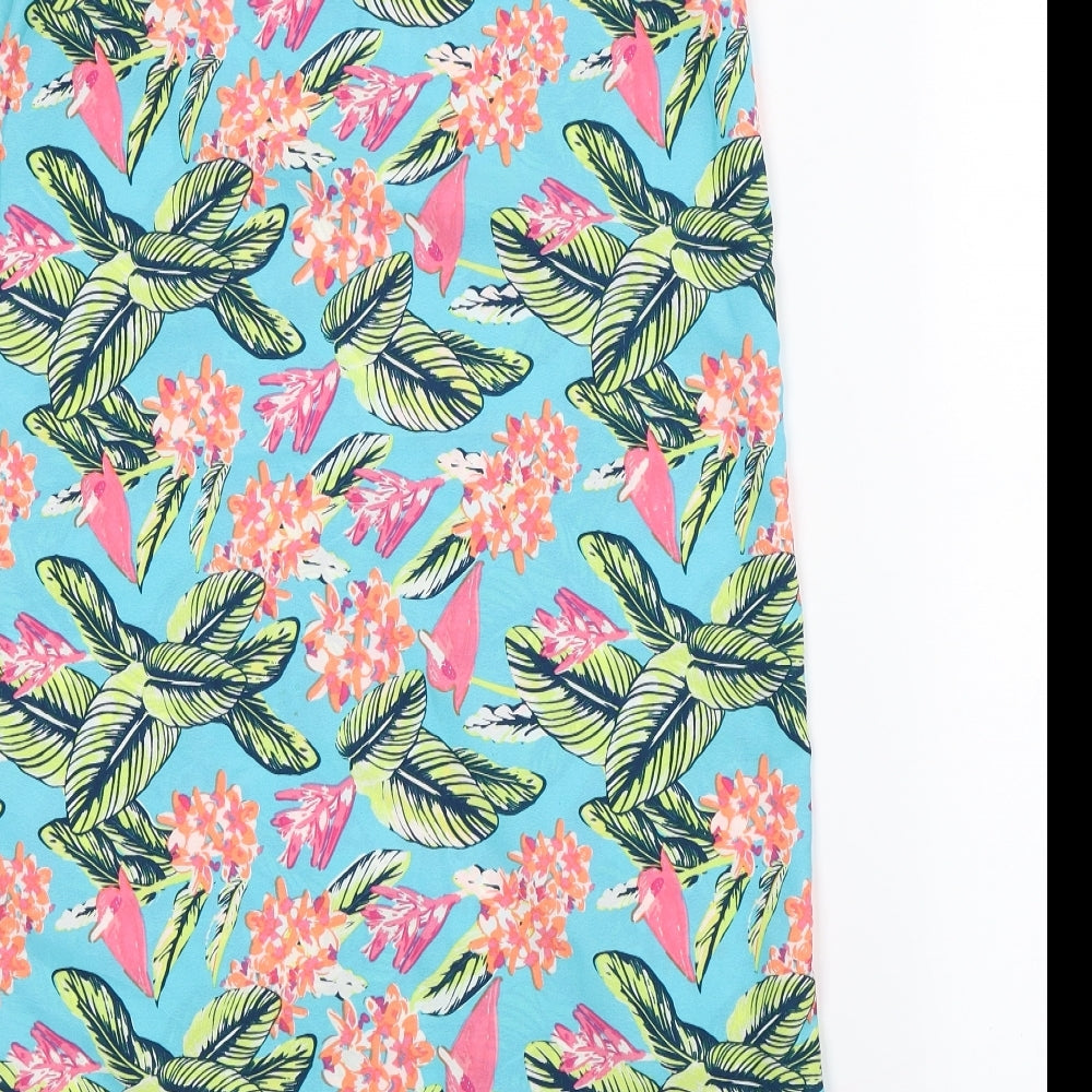BEYOU Womens Green Floral A-Line Size 10