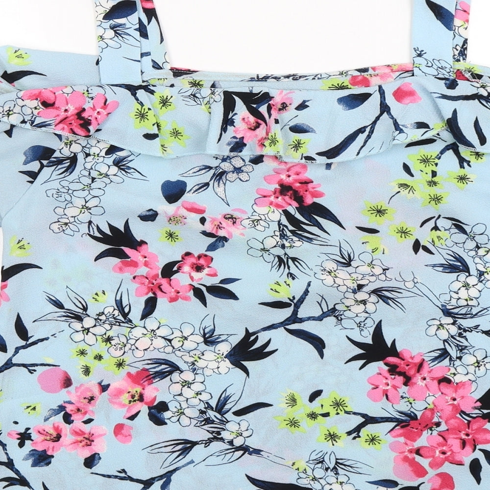 Quiz Womens Blue Floral Basic Blouse Size 8