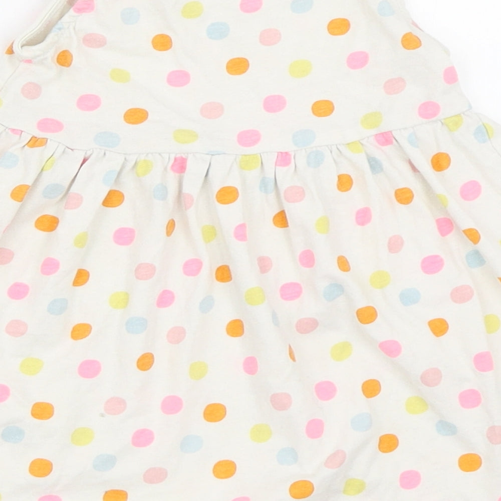 Primark Girls Ivory Polka Dot Skater Dress Size 9-12 Months