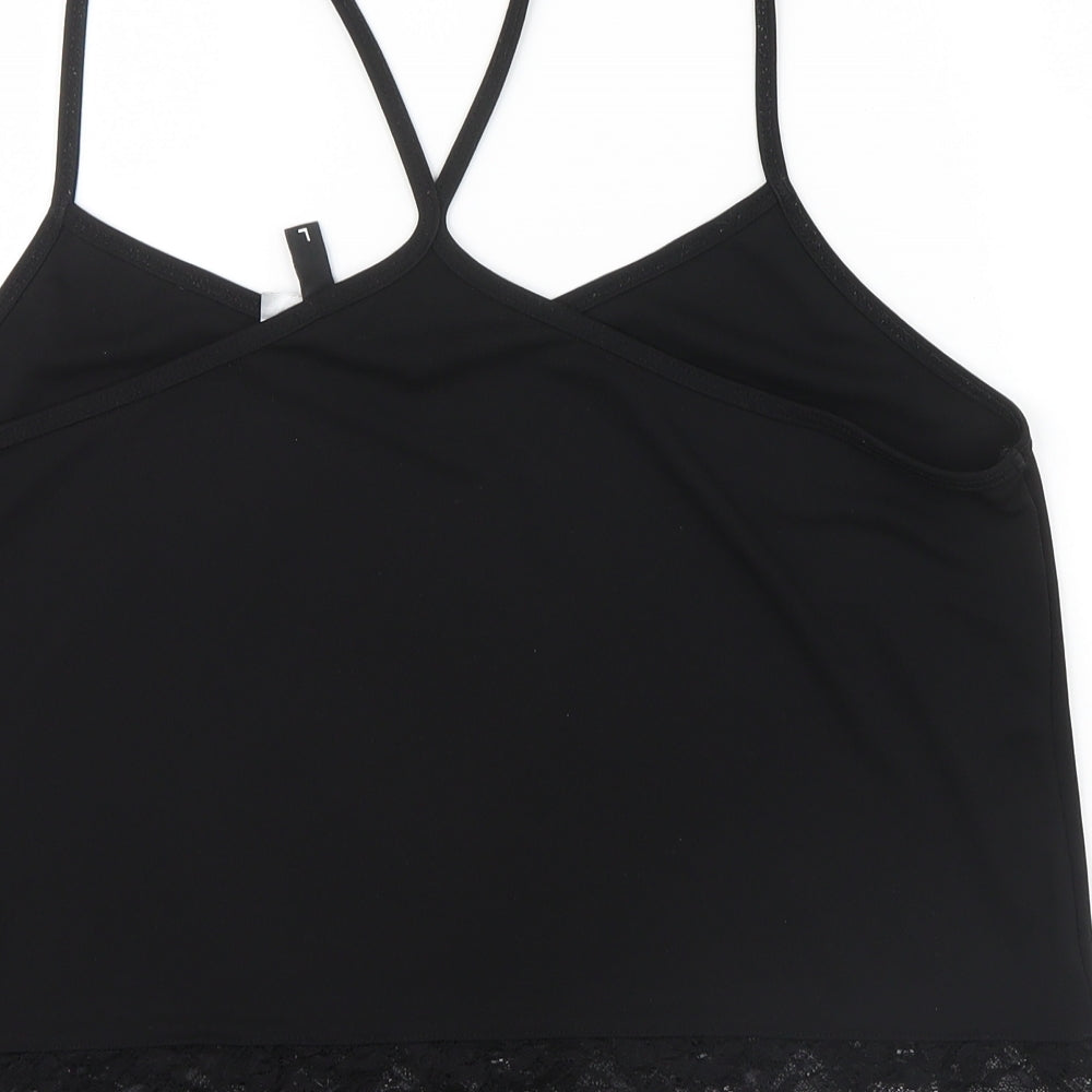 Divided Womens Black Basic T-Shirt Size L - lace trim