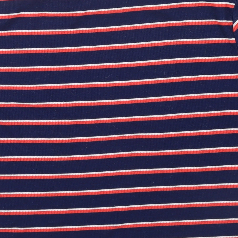 Divided Womens Blue Striped Basic T-Shirt Size L
