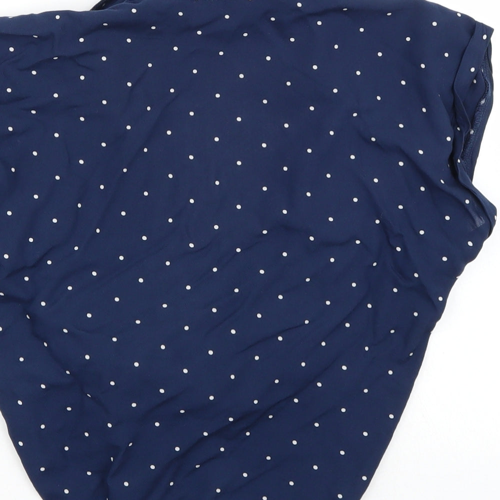 Dizzy lizzy Womens Blue Polka Dot Basic Button-Up Size S