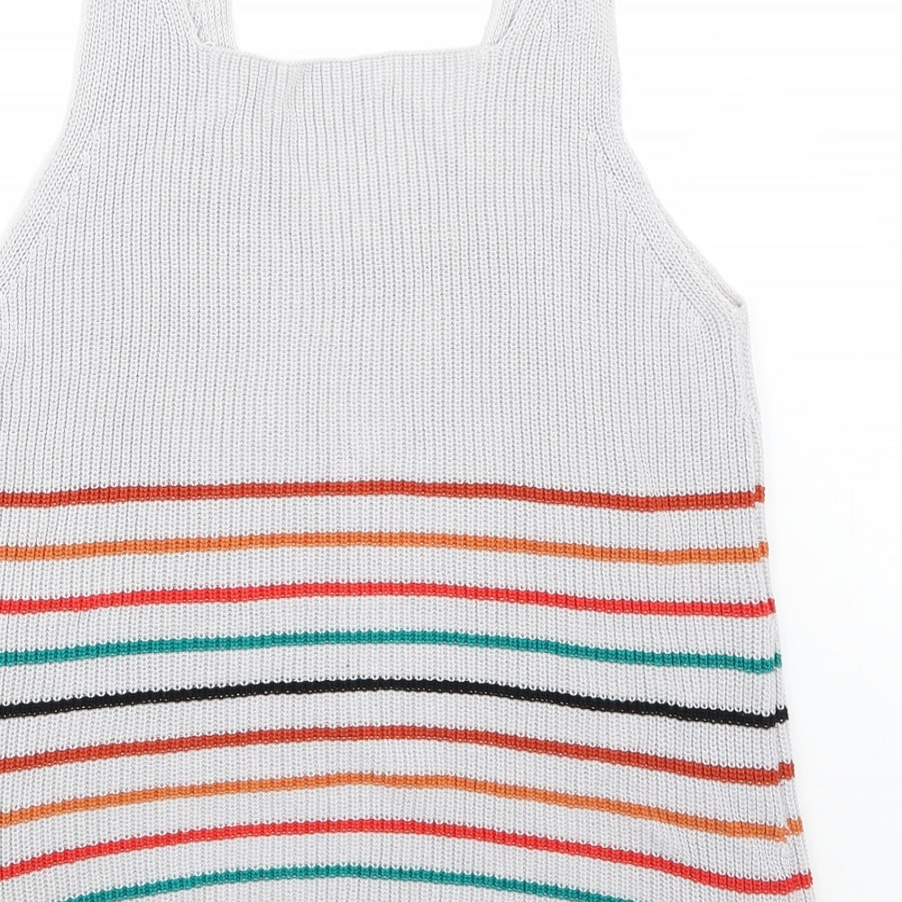 Preworn Womens Grey Striped Basic Tank Size M