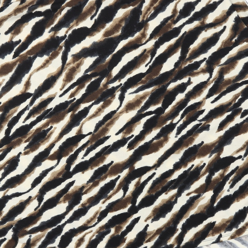 Saloos Womens Beige Animal Print Basic Blouse Size 12