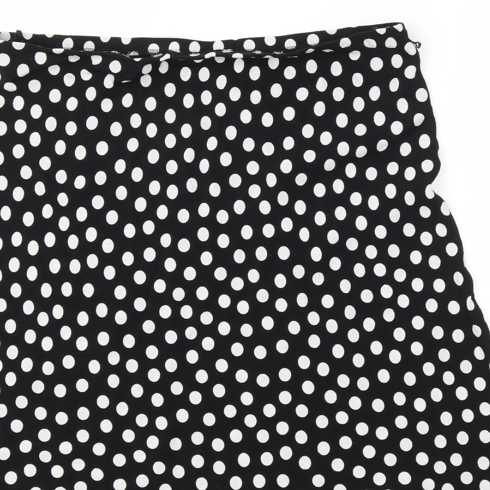 Preworn Womens Black Polka Dot Flare Skirt Size 34 in