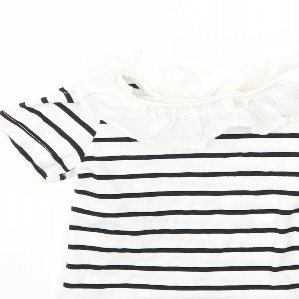 Preworn Baby White Striped Basic T-Shirt Size 12-18 Months