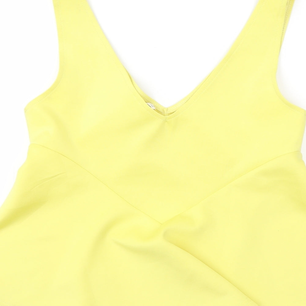 aikha Womens Yellow Basic Blouse Size S