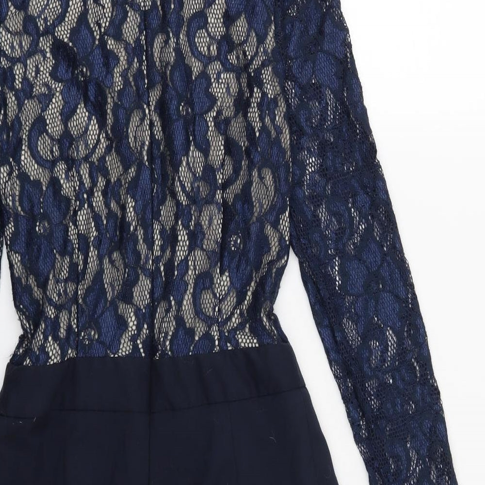 Warehouse Womens Blue Floral Playsuit One-Piece Size 8