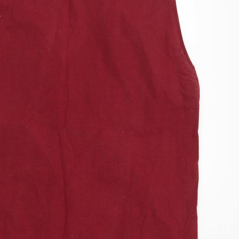 Preworn Womens Red Geometric Tunic Blouse Size M
