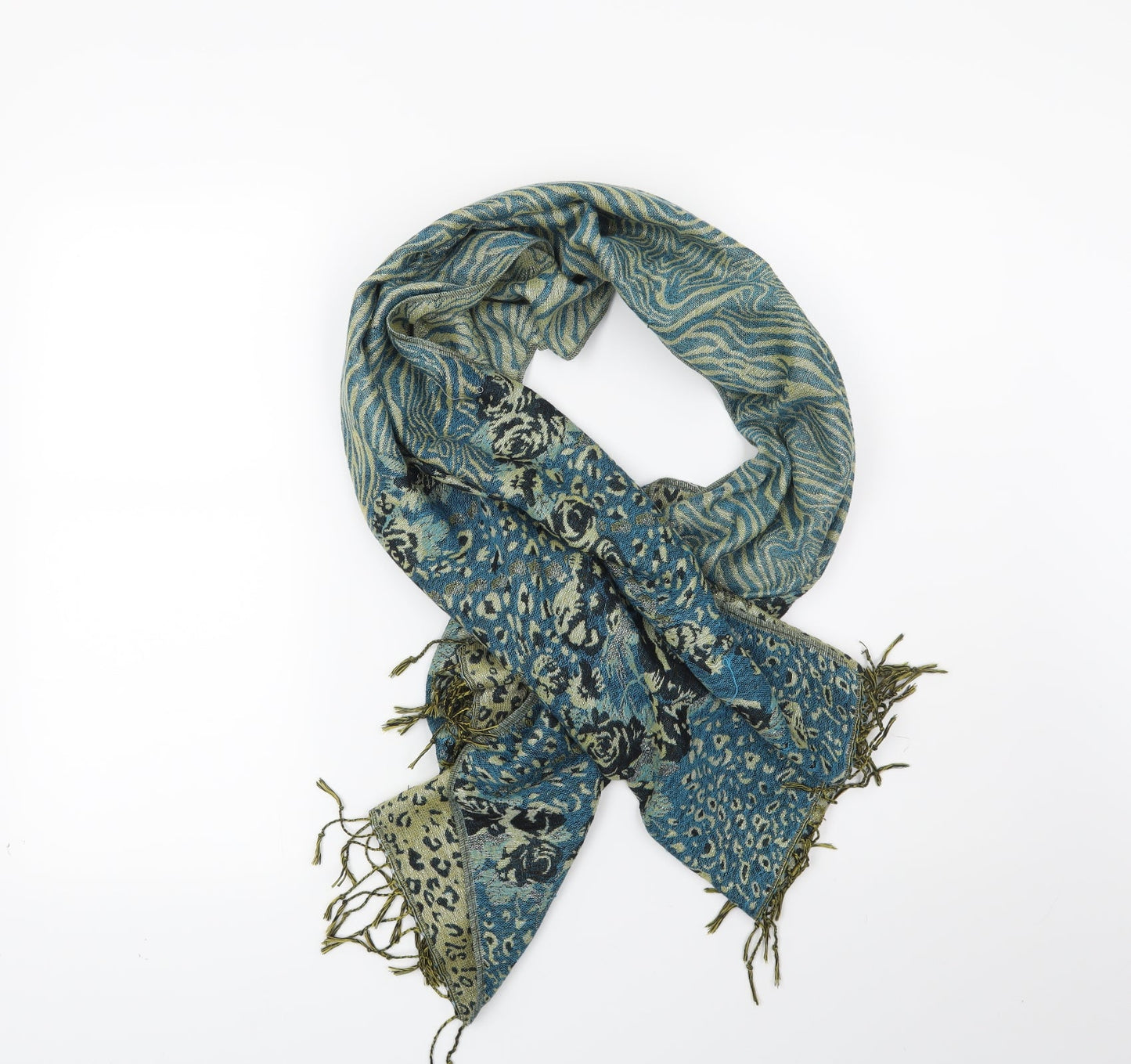 Preworn Womens Blue Animal Print Scarf