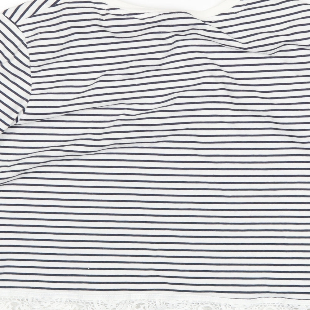 Topshop Womens Blue Striped Basic T-Shirt Size 8