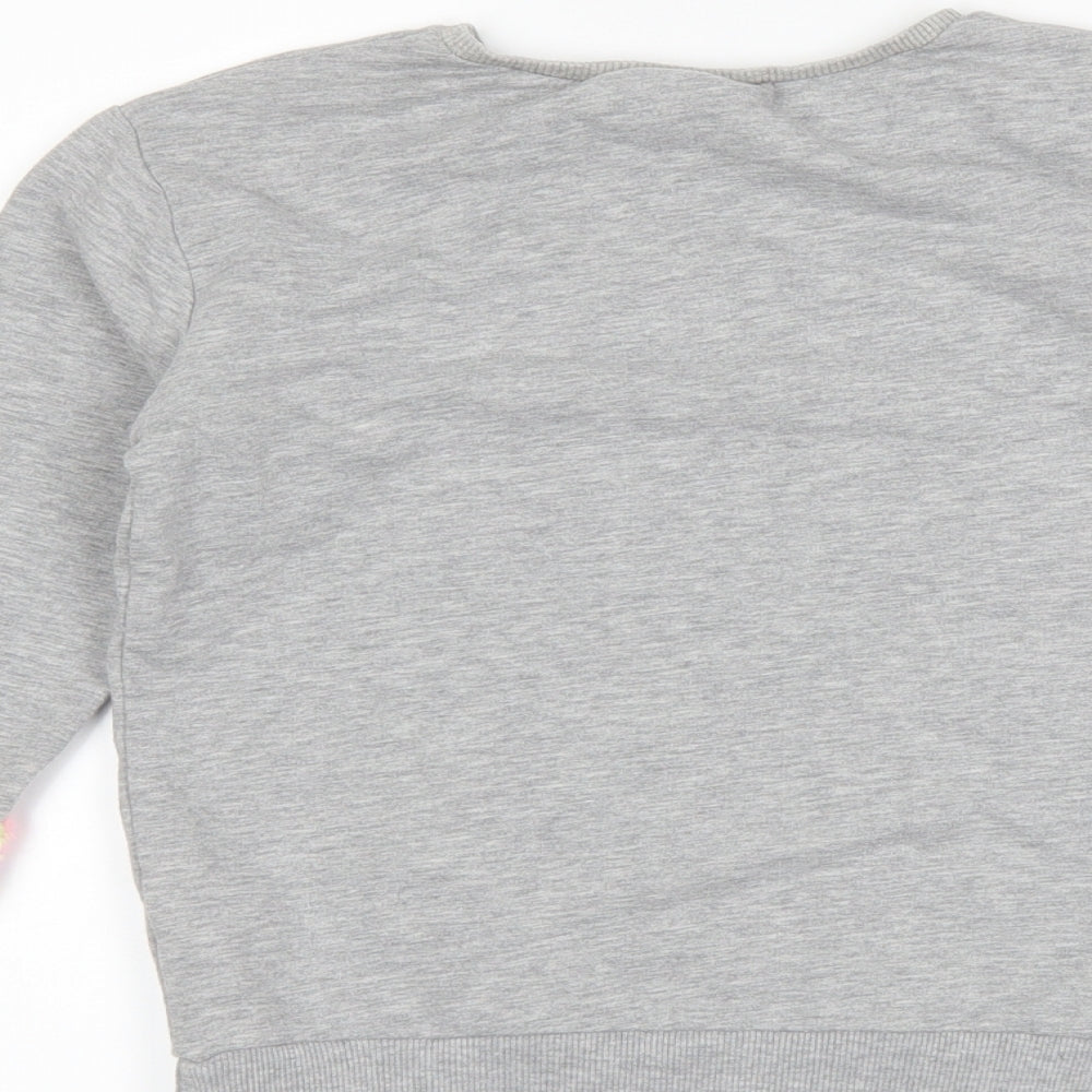 Matalan Girls Grey Striped Pullover Sweatshirt Size 10 Years