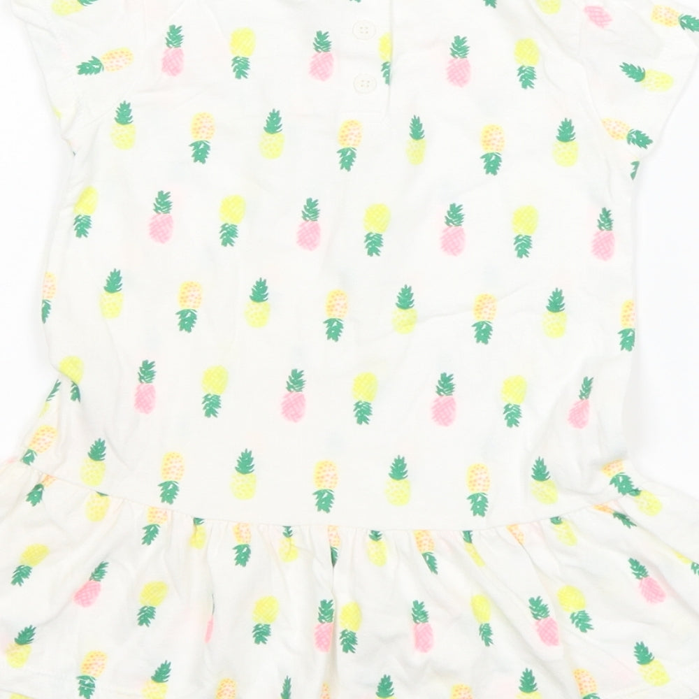 F&F Girls White T-Shirt Dress Size 12-18 Months - Pineapple print