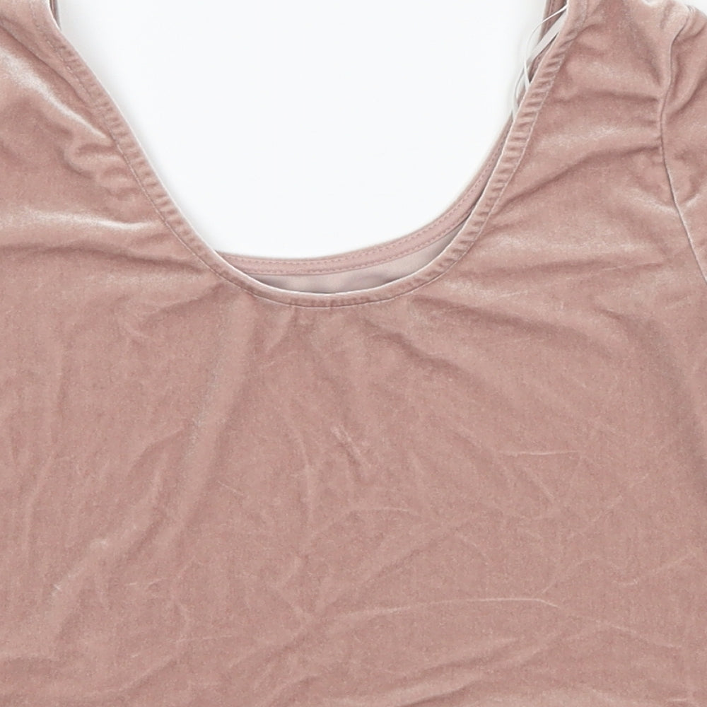 New Look Womens Pink Cropped T-Shirt Size 10