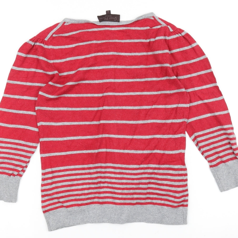 Great Plains Womens Red Striped Cardigan Jumper Size S