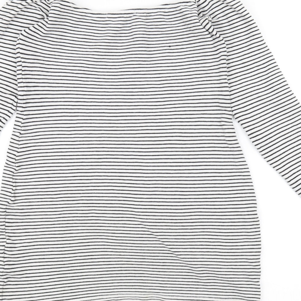 Missguided Womens White Striped Pullover Jumper Size 10