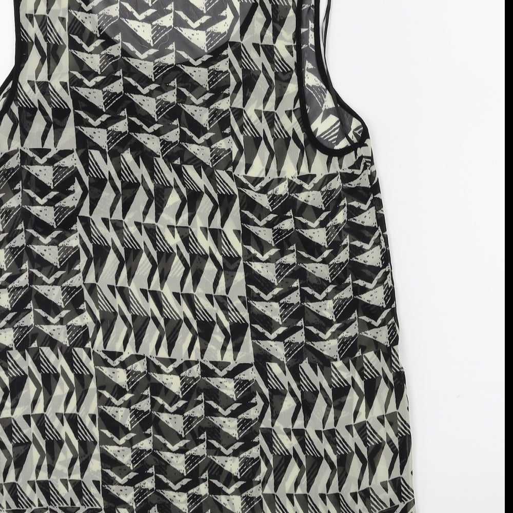 New Look Womens Black Geometric Basic Tank Size 8
