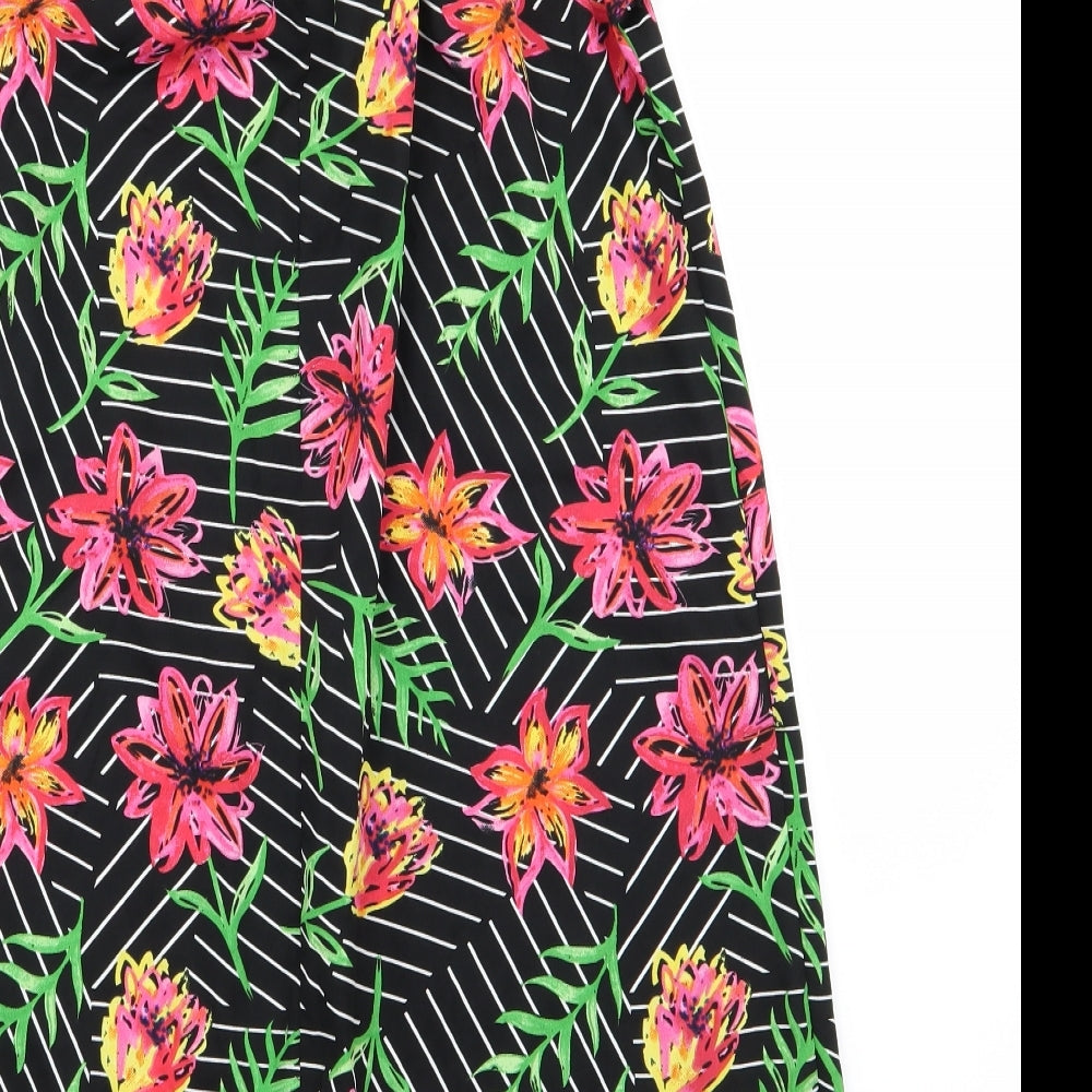 Primark Womens Black Floral Fit & Flare Size 8