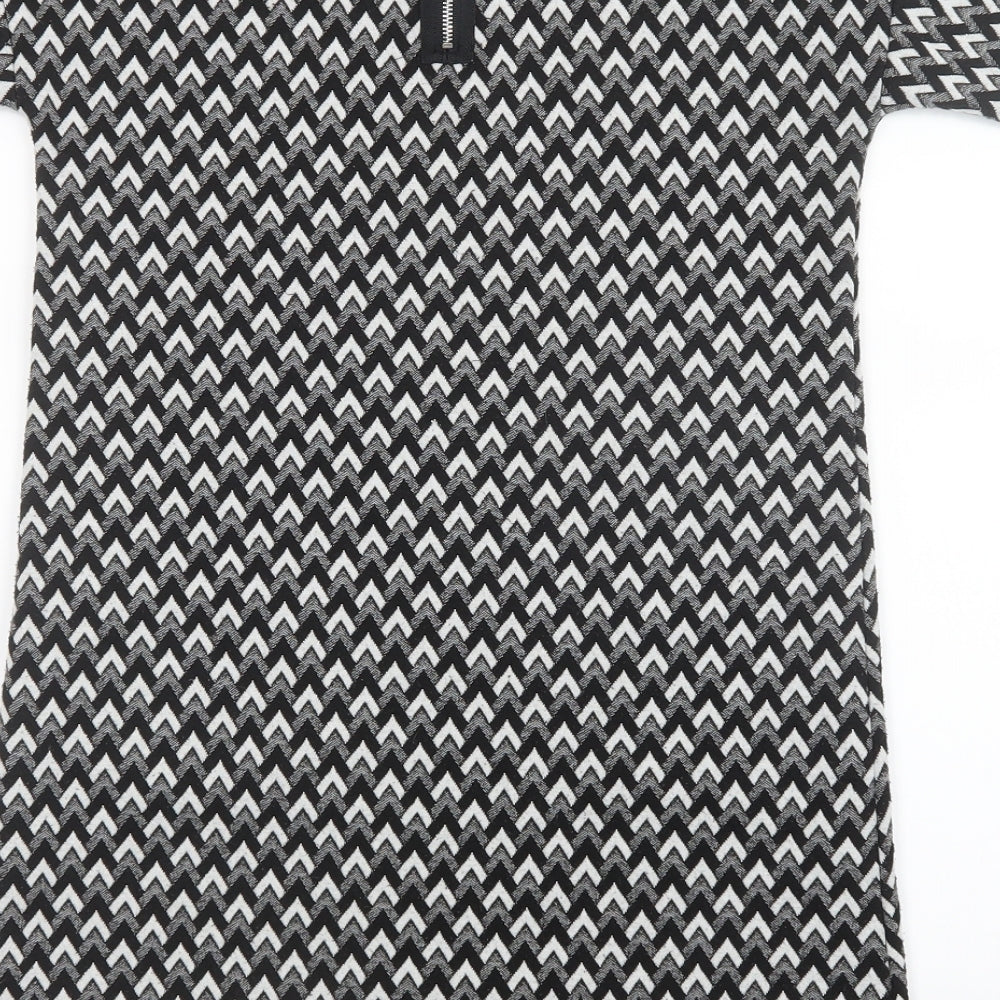 TU Girls Black Geometric Shirt Dress Size 9 Years