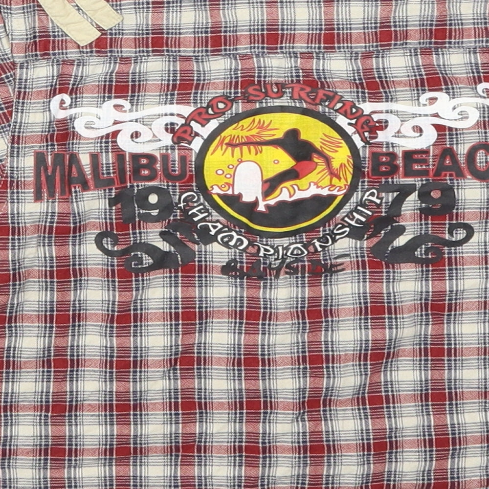 Feu Follet Boys Red Check Basic Button-Up Size 2-3 Years - Malibu Beach