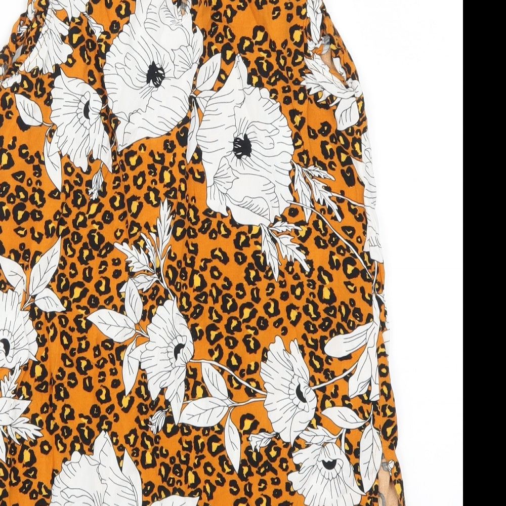 Papaya Womens Orange Animal Print Basic Tank Size 8 - Floral