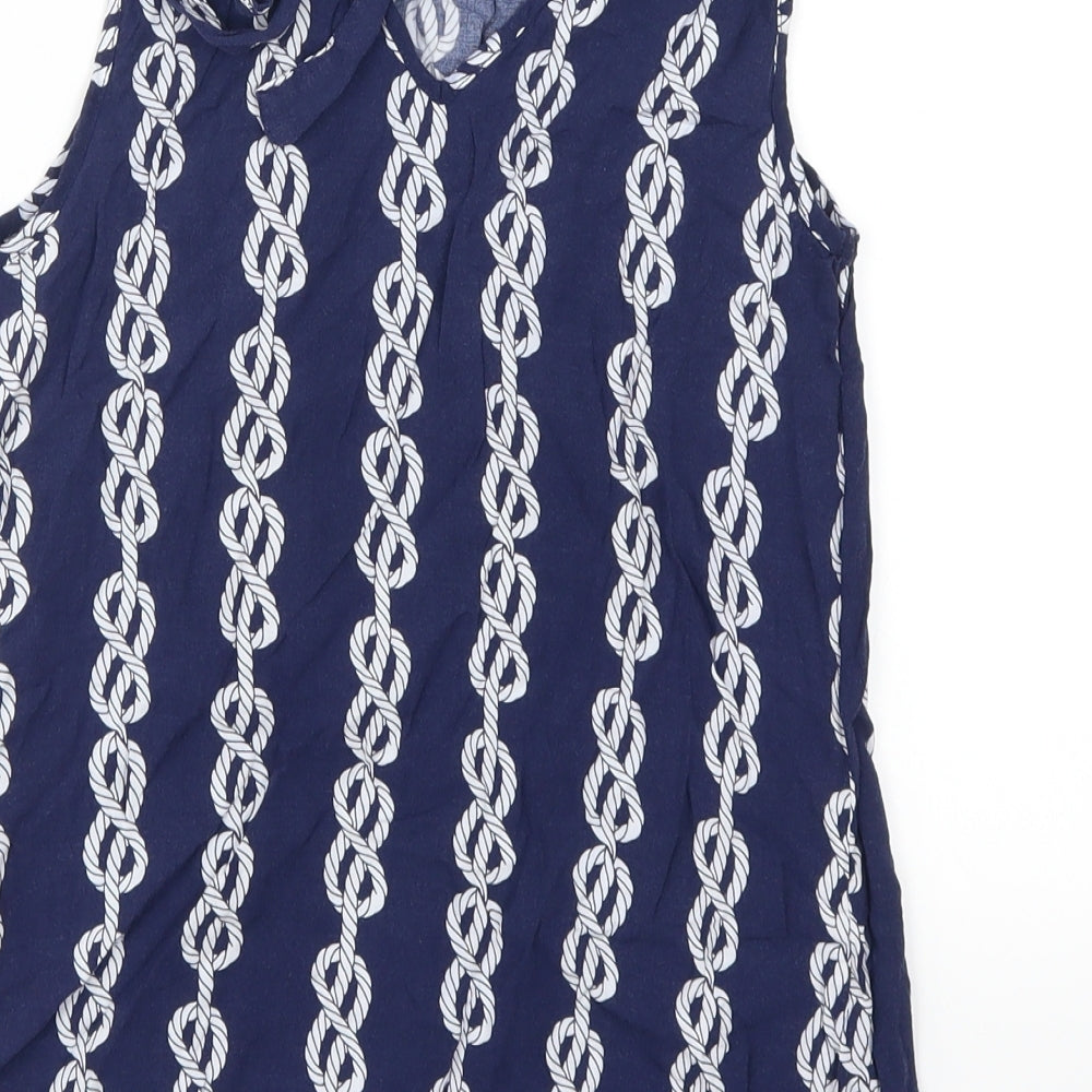 Papaya Womens Blue Geometric Basic Tank Size 8 - Chain Print