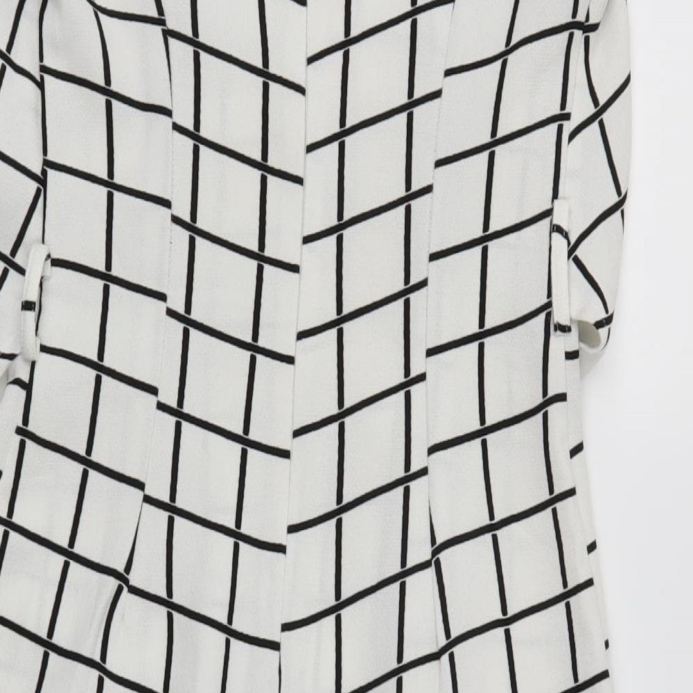 COLLECTION Womens White Check Fit & Flare Size 8