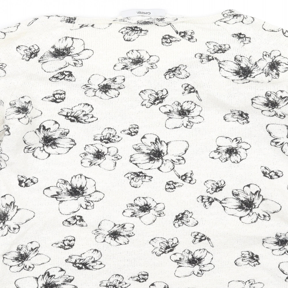 George Womens White Floral Pullover Jumper Size 10