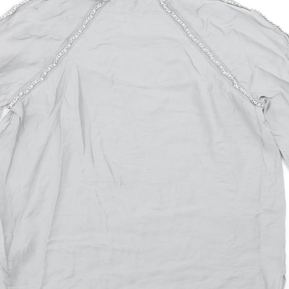 NEXT Womens Grey Basic Blouse Size 10 - Chain detail
