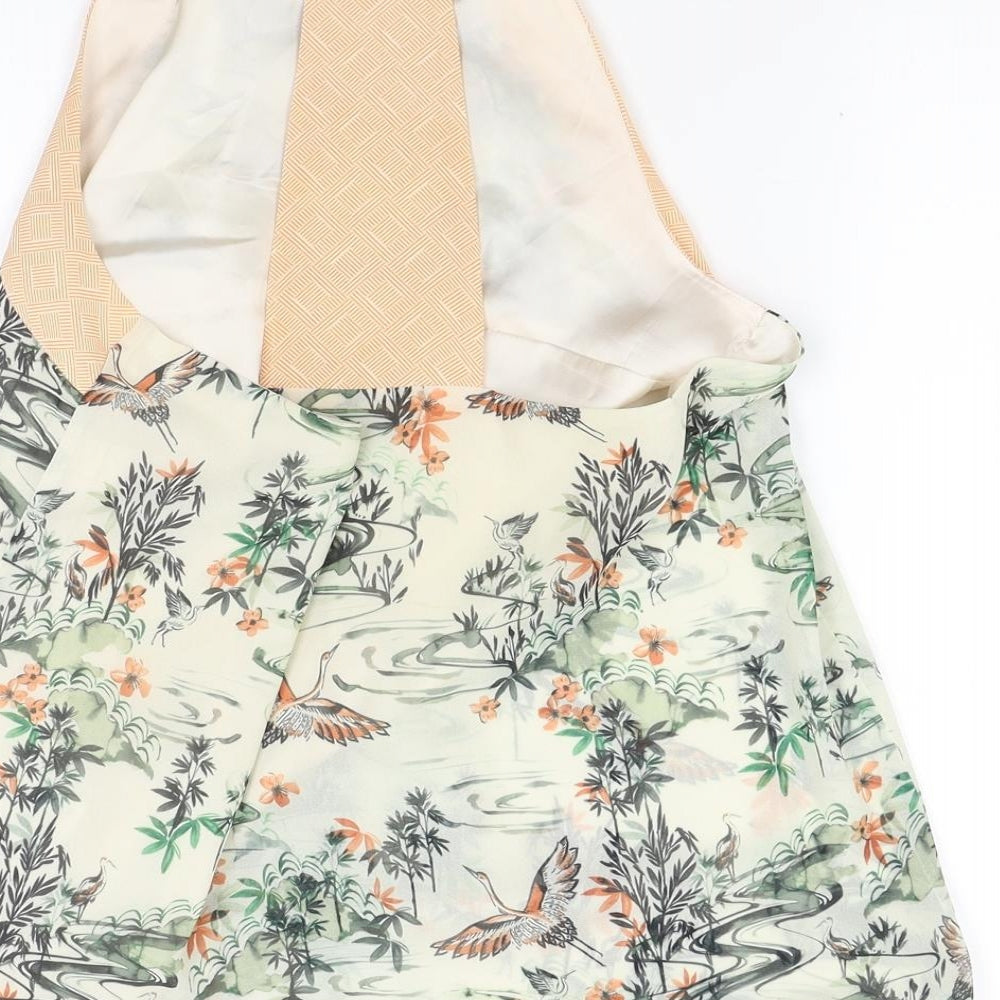 H&M Womens Green Floral Basic Blouse Size S