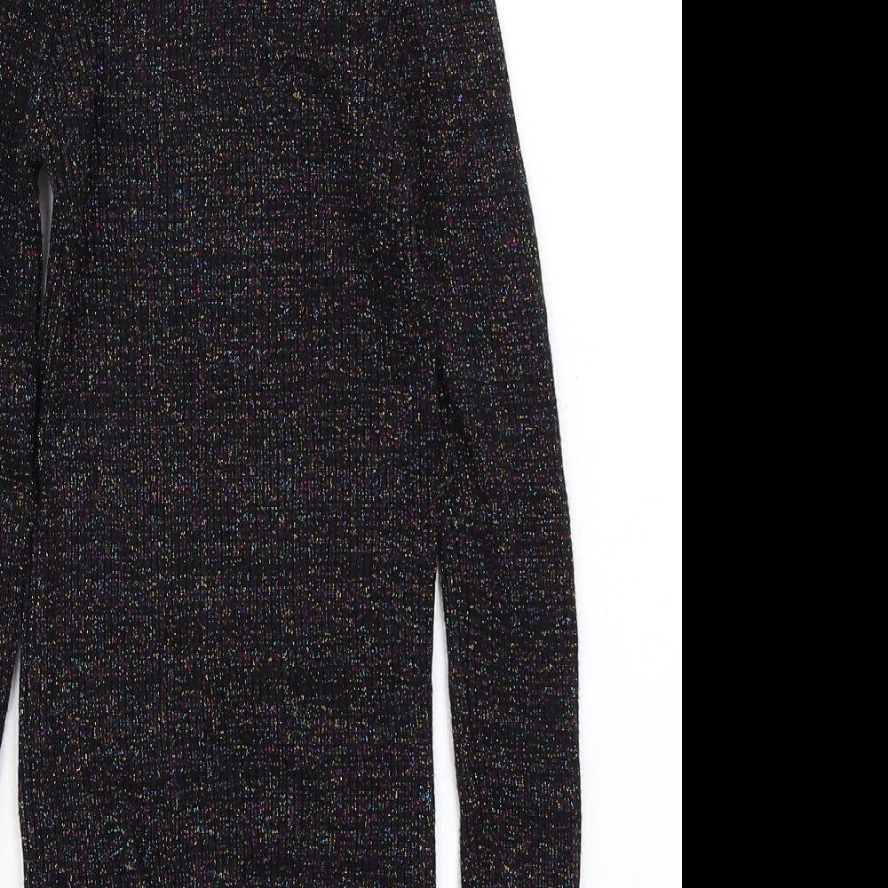 Wild Flower Womens Black Pullover Jumper Size M - Ribbed