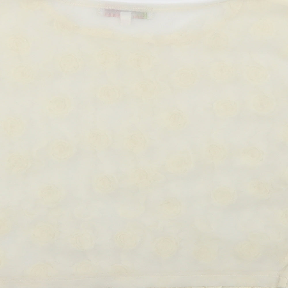 Cameo Rose Womens White Floral Basic Blouse Size S