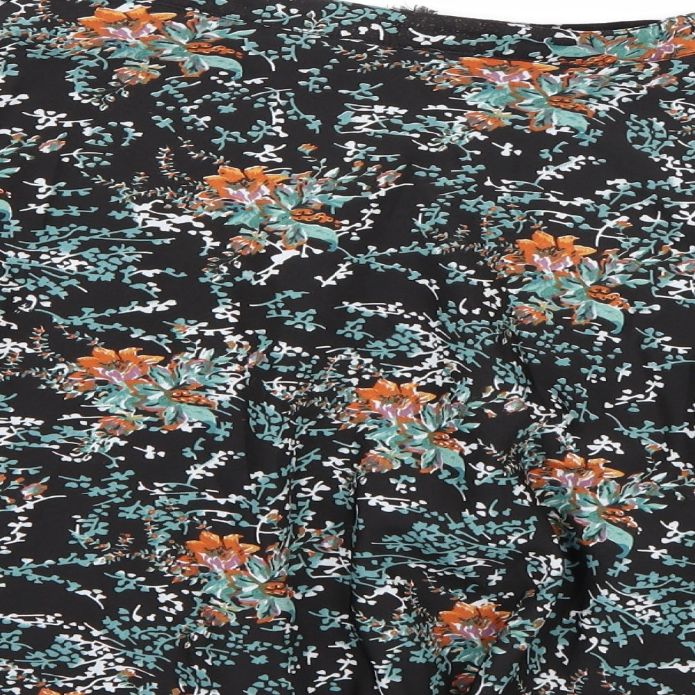 Atmosphere Womens Black Floral A-Line Skirt Size 14