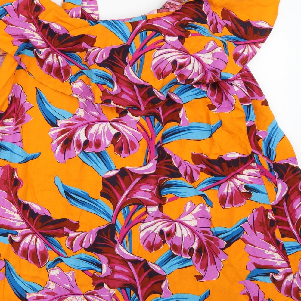 ASOS Womens Orange Floral A-Line Size 8
