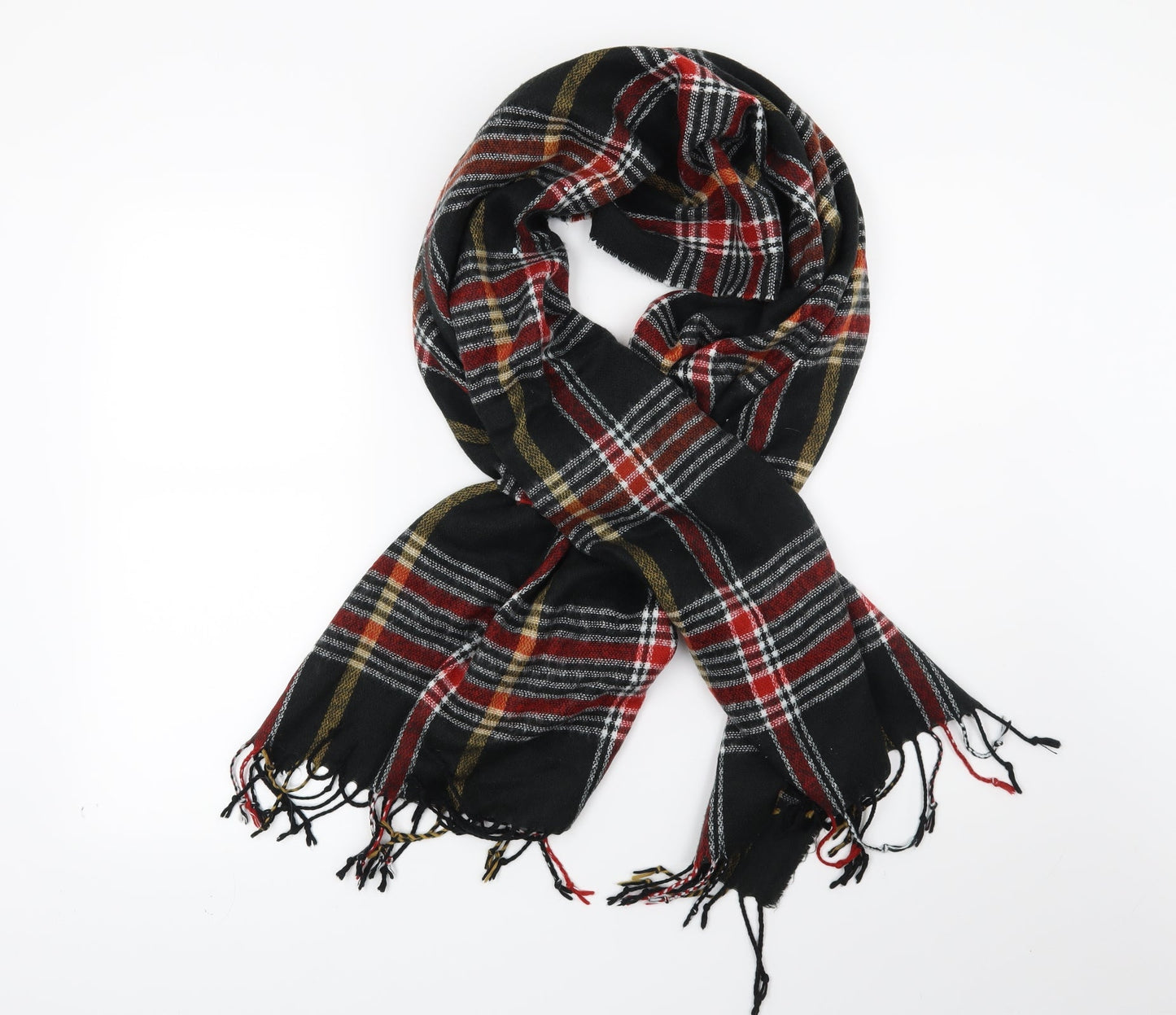 George Womens Black Check Scarf