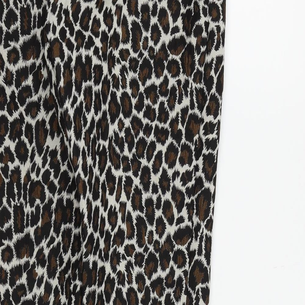 Topshop Womens White Animal Print Trousers Size 10 L27 in