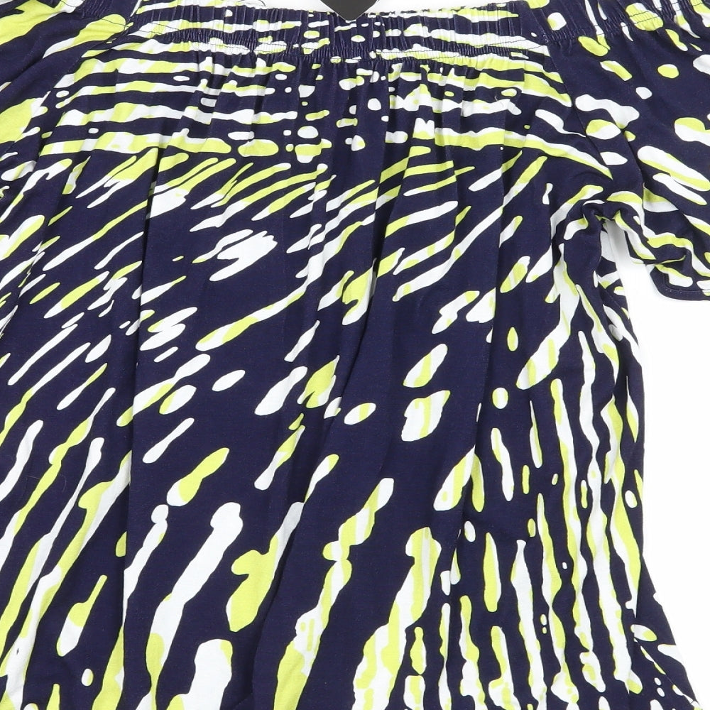 Marble Womens Blue Geometric Jersey Basic Blouse Size S