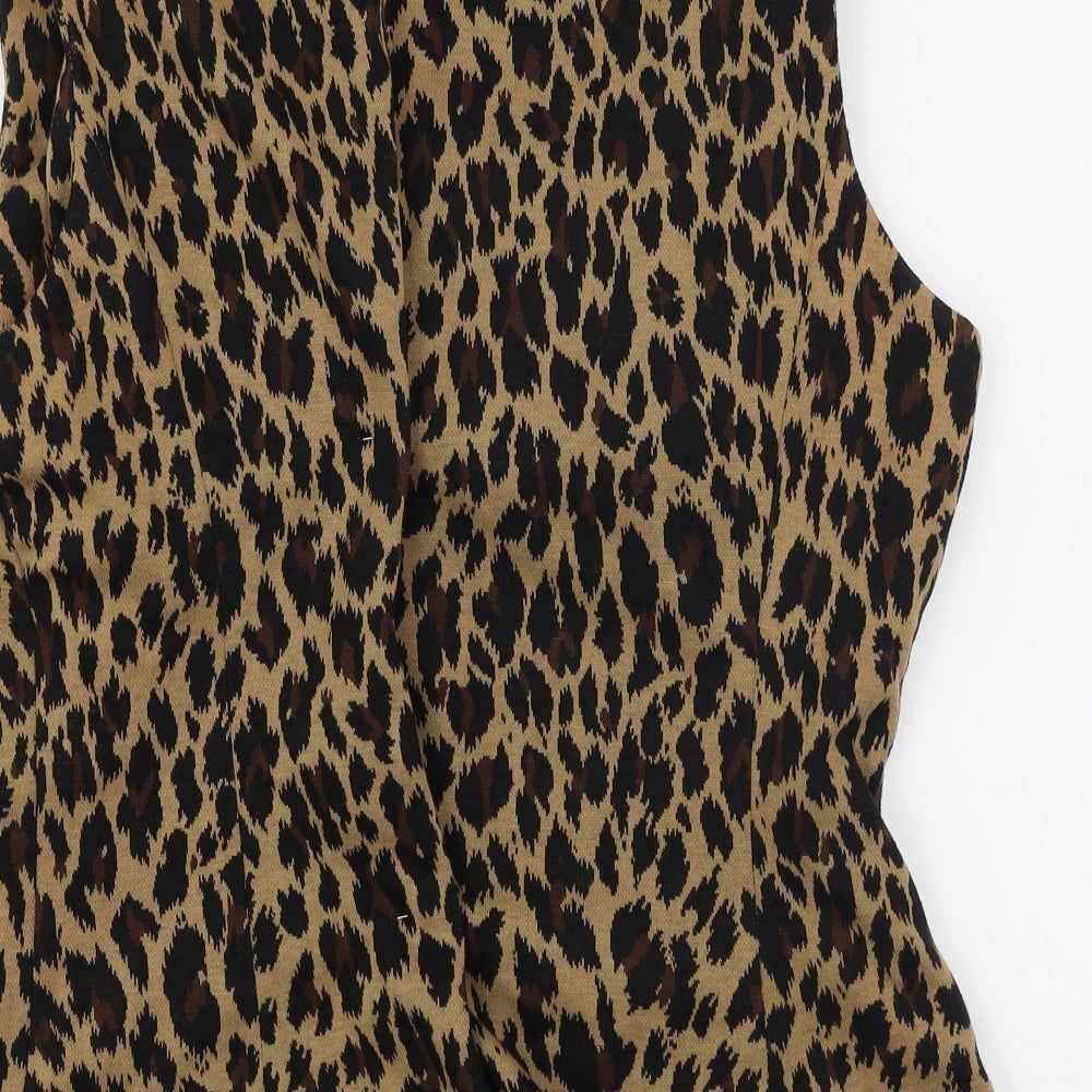 Preworn Womens Multicoloured Animal Print Basic T-Shirt Size L