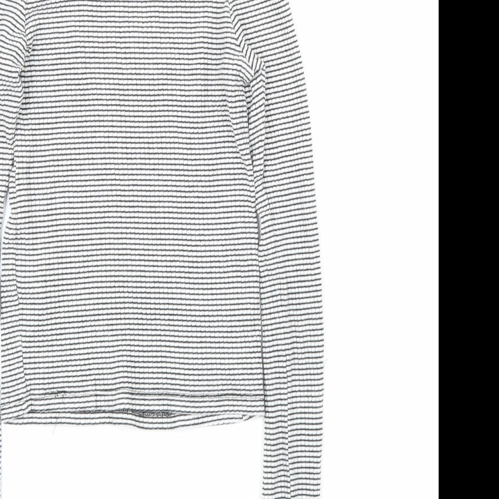 Topshop Womens White Striped Basic T-Shirt Size 6