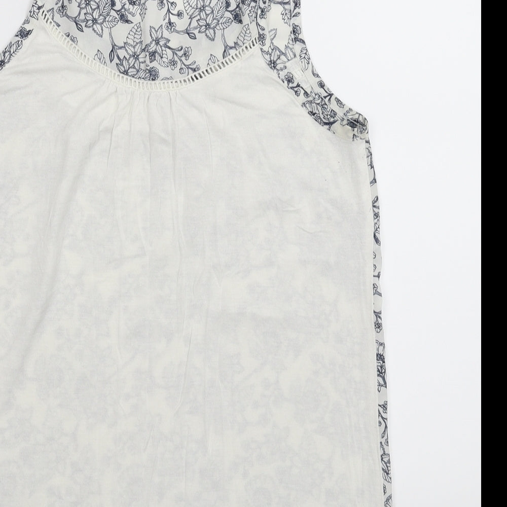 kismel Womens White Floral Basic Tank Size XS