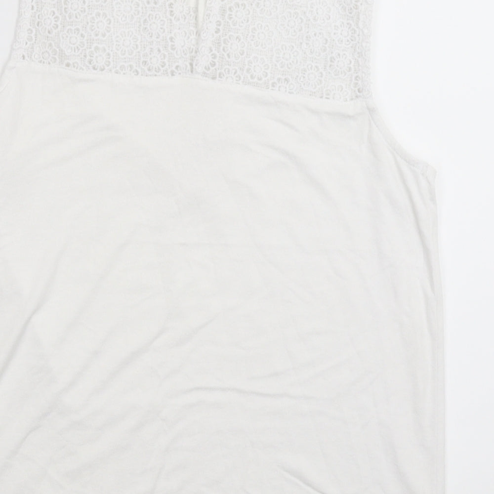 Preworn Womens White Basic T-Shirt Size 12