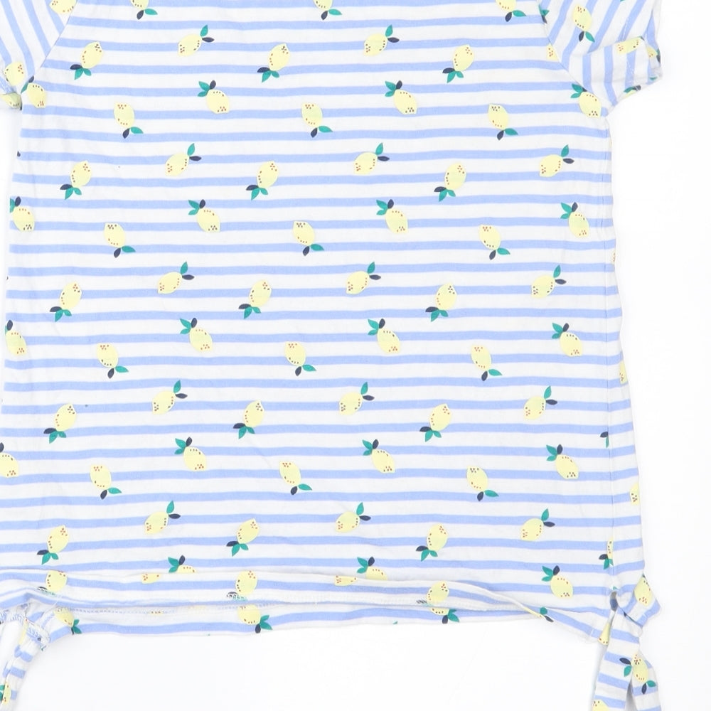 Nutmeg Girls Blue Striped Pullover T-Shirt Size 6-7 Years