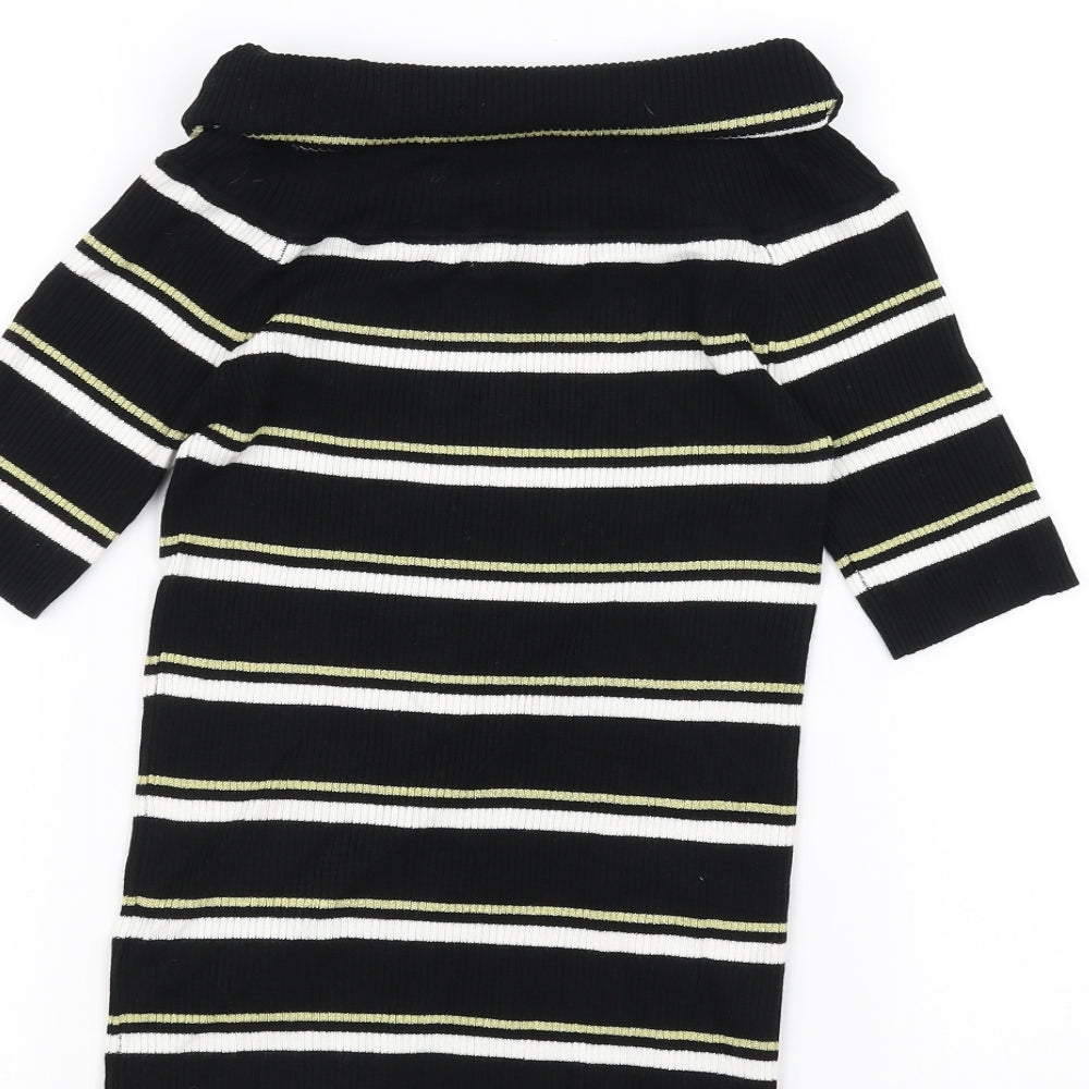 NEXT Womens Black Striped Pullover Jumper Size 12