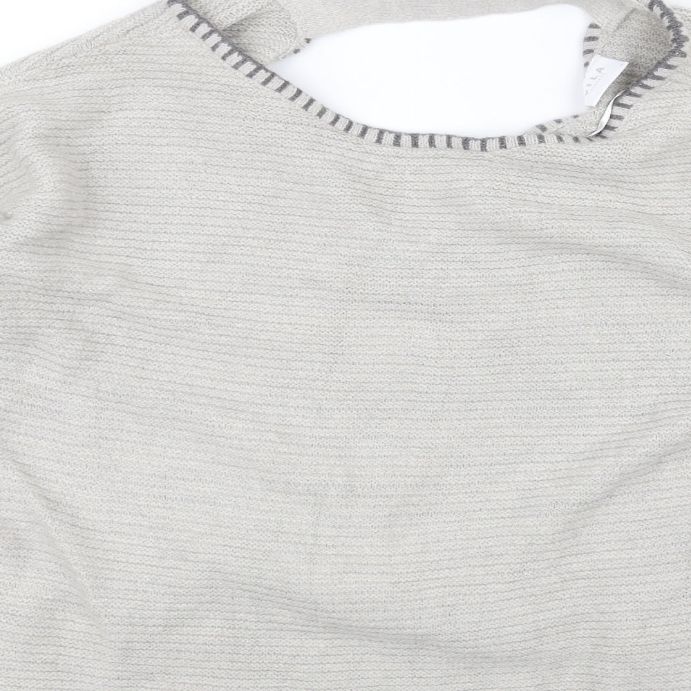 Villa Womens Grey Knit Pullover Jumper Size L