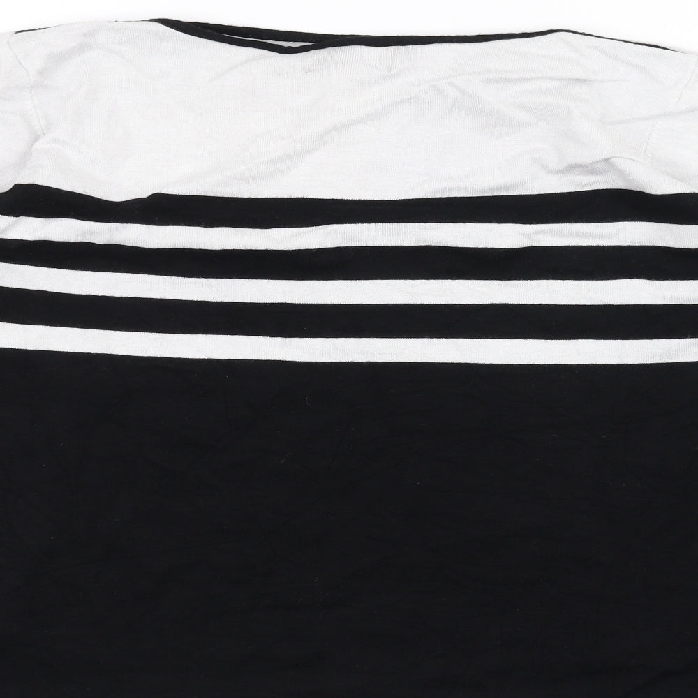 Simon Jefferey Womens Black Striped Knit Pullover Jumper Size L