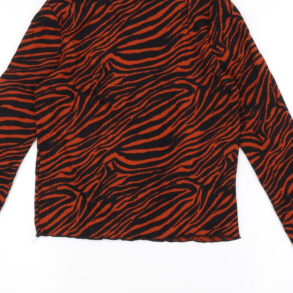 Primark Womens Orange Animal Print Basic T-Shirt Size 6