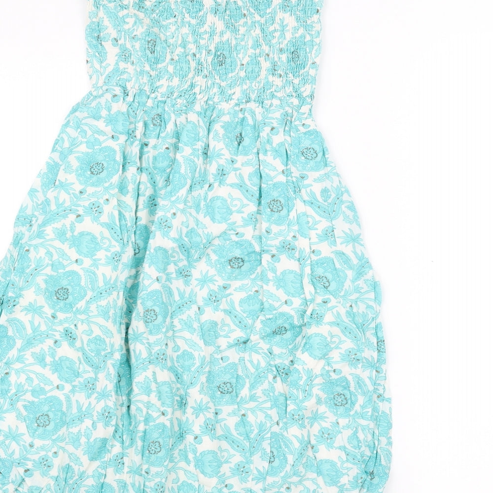 Warehouse Womens Blue Floral A-Line Size S