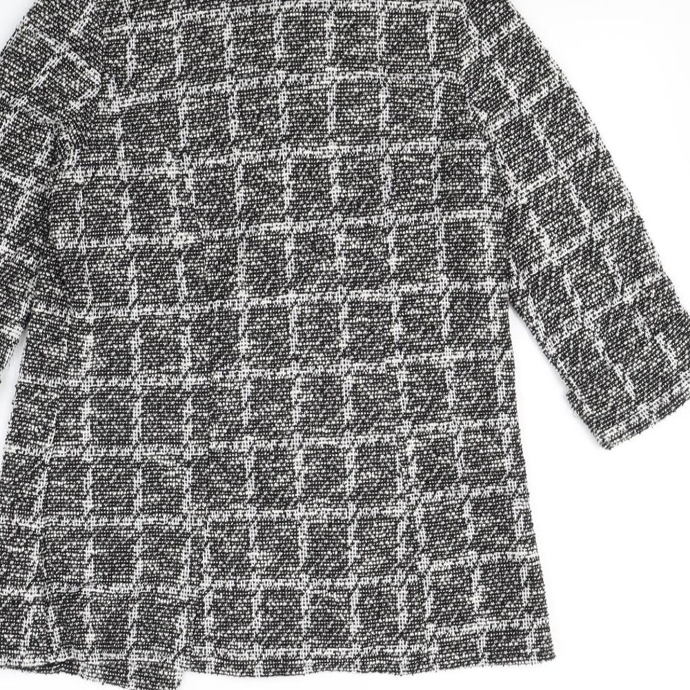 Quiz Womens Black Plaid Jacket Size 8