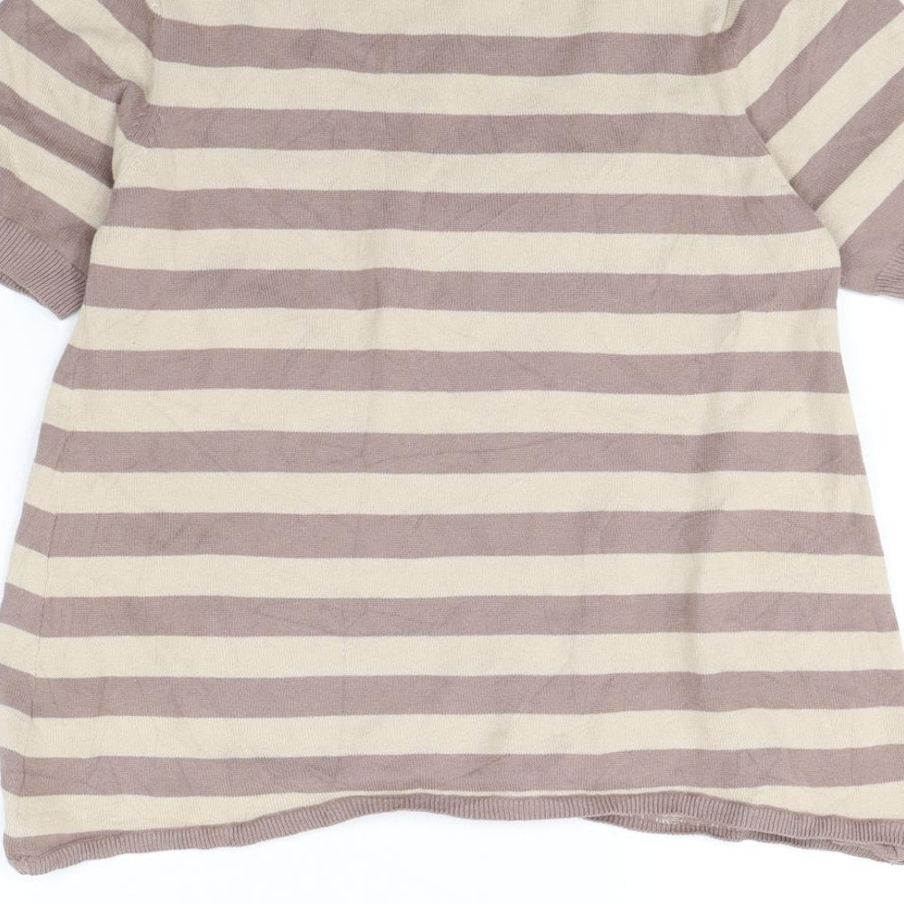 TU Womens Beige Striped Pullover Jumper Size 12